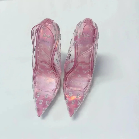 NWOT ALDO x Barbie Stessy Heels - Barbietessy Clear Embellished Stiletto Glitter - Picture 12 of 14